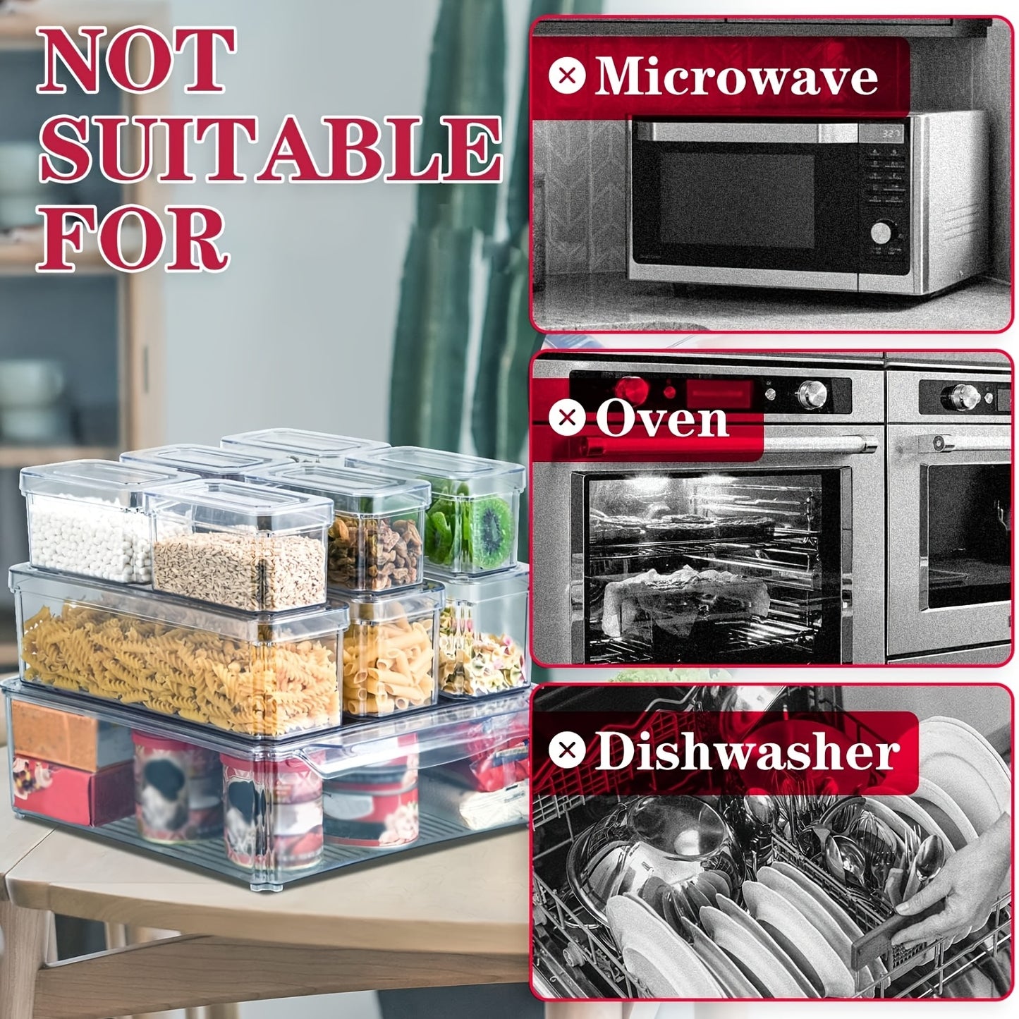 10PCS Clear Fridge Organizer Bins with Lids & Drain System - Stackable, Space-Saving Storage for Food, Drinks, Vegetables - Perfect Kitchen Organization Supplies