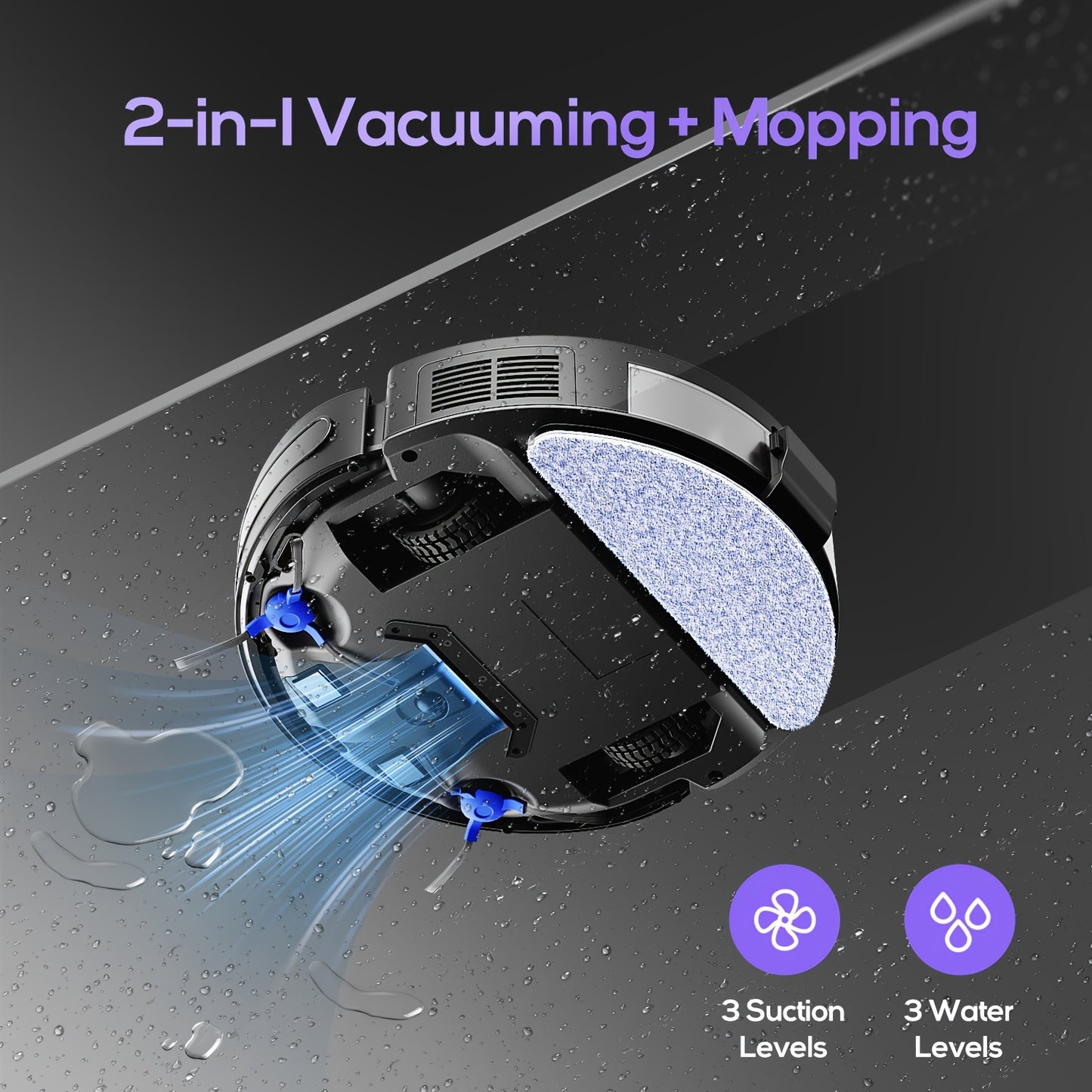 Robot Vacuum And Mop Combo, App/Voice Control, 2 In 1 Robot Vacuum Cleaner, 4000pa Max Power Suction, Scheduled Cleaning, Automatic Recharge, For Pet Hair, Low Carpet