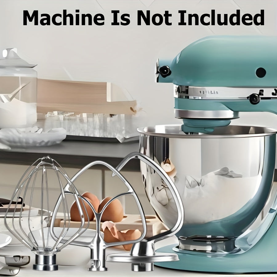 4-Piece Stainless Steel Mixer Bowl Kit - Parts & Accessories Blender Replacement Parts - Heavy Duty, Dishwasher Safe, Fits 4.5-5QT Tilt-Head Stand Mixer, Includes Dough Hook, Beater, Wire Whip, and Bowl for Efficient Mixing a