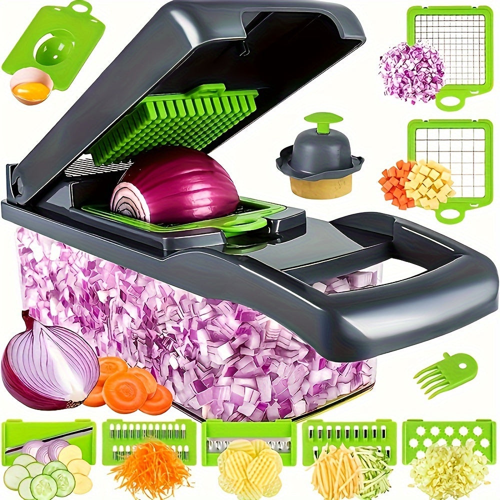 13-in-1 Multifunctional Vegetable Chopper - Professional Food Chopper for Restaurant and Home Kitchen - 8 Sharp Blades for Effortless Slicing, Dicing, and Mincing - Easy to Clean and Store