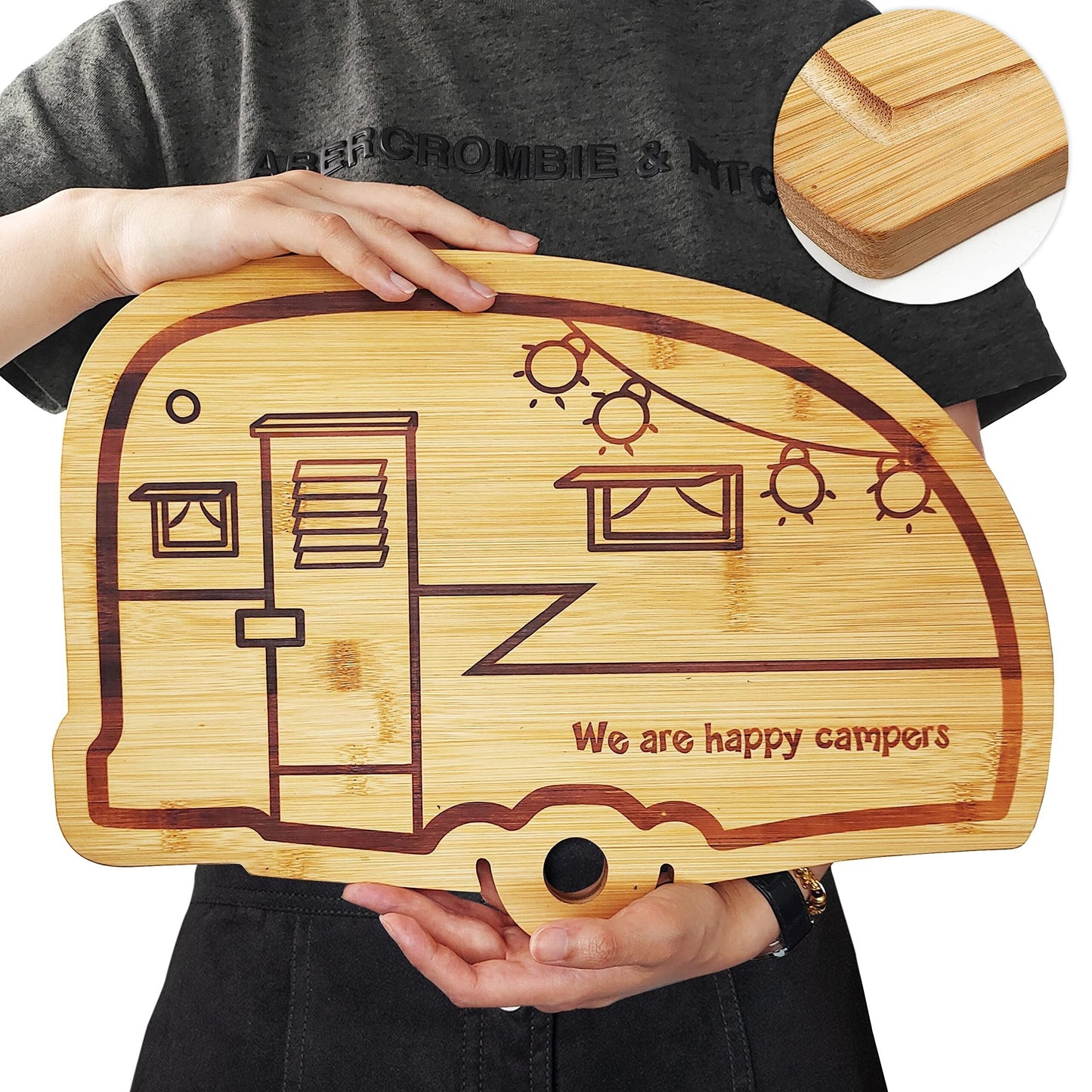 1/2pcs, Camper Bamboo Cutting Board Set For RV, RV Wood Chopping Board Set With Juice Grooves, Hang Hole, For Meat Vegetables & Cheese, Camping Gifts RV Decor, Camping Decorations, Kitchen Decor, Chrismas Gifts, Halloween Gif
