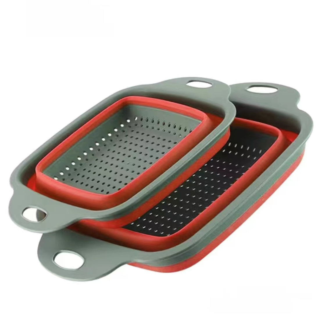 2pcs, Foldable Silicone Colander, Vegetable Washing Basket Strainer, Kitchen Sink Folding Square Drain Basket, Fruit And Vegetable Basket, Kitchen Accessaries