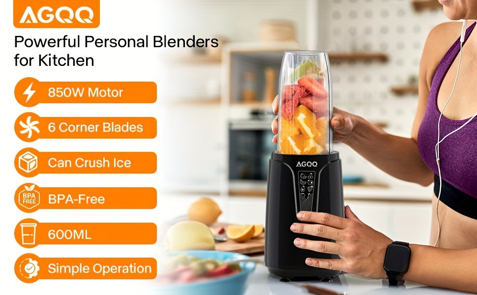 Blender For Shakes And Smoothies, 850W Portable Countertop Blenders For Kitchen, 17 Pcs Smoothie Maker Blender And Grinder Set With 6-Edge Blade, To Go Cup, Personal Blender For Juices, Ice, Food Prep