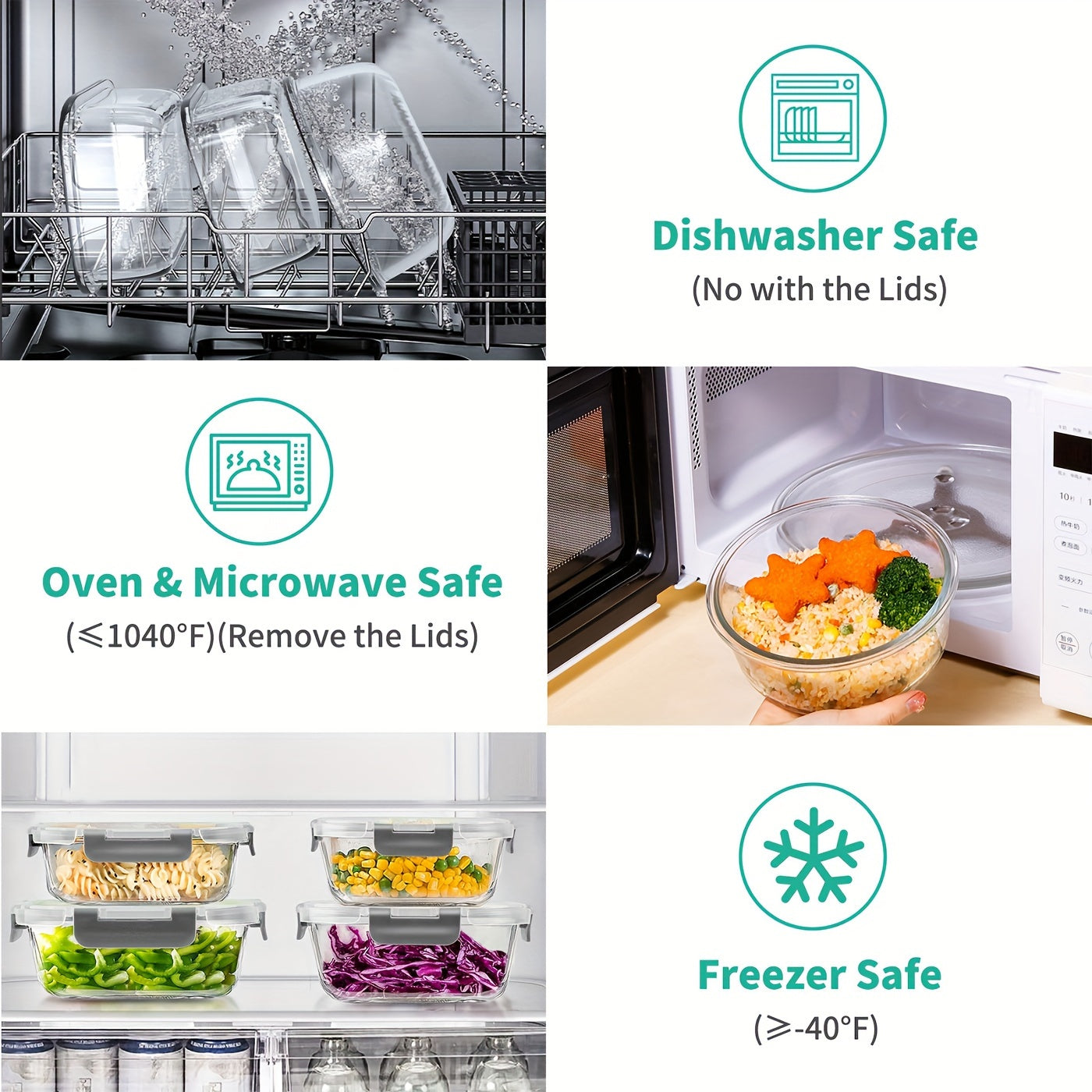 34pcs Glass Food Storage Containers Set, BPA-Free, Airtight & Leak Proof, Dishwasher, Microwave, Oven, Freezer Safe, Multipurpose Rectangle Containers with Flip Top Lids, Grey (17 Containers & 17 Lids)