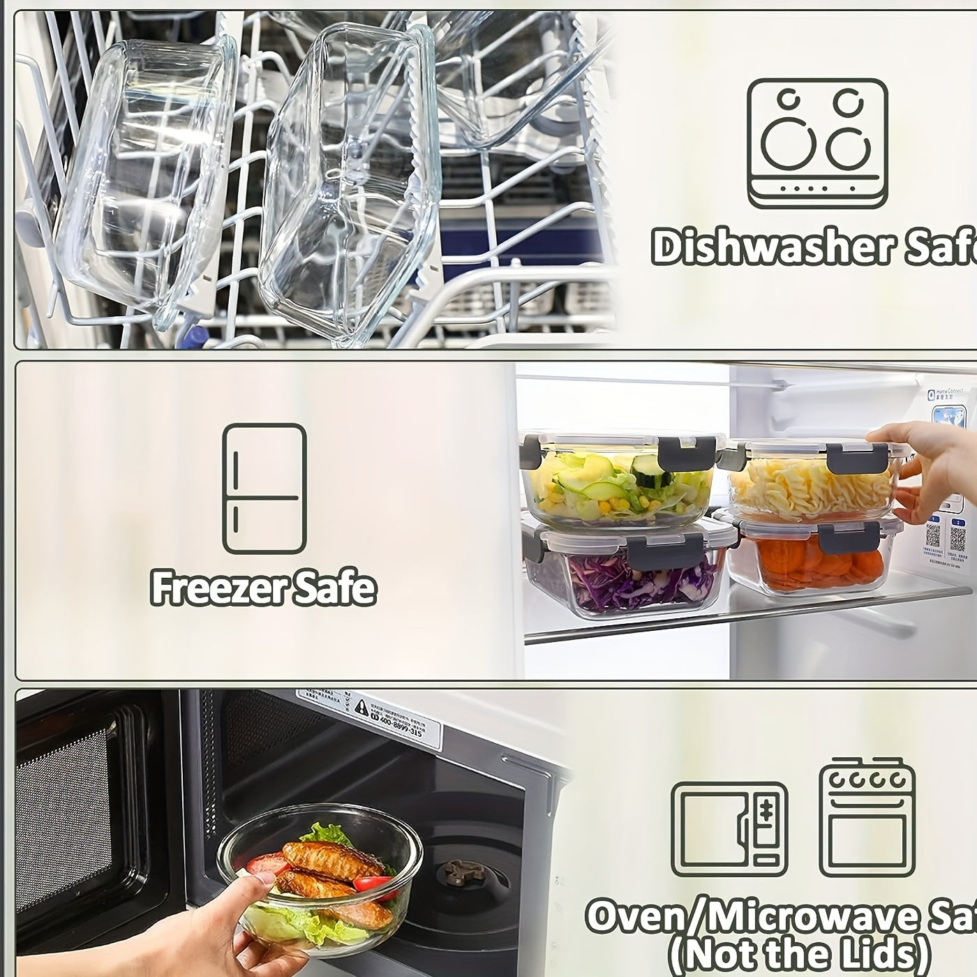 15pcs Glass Food Storage Containers with Snap Locking Lids Glass Meal Prep Containers Set - Airtight Lunch Containers, Microwave, Oven, Freezer and Dishwasher