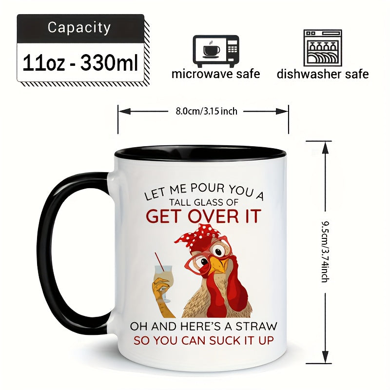 Funny Chicken 11oz Ceramic Coffee Mug - Double-Sided Print, Microwave Safe, Perfect for All Seasons & Gifts