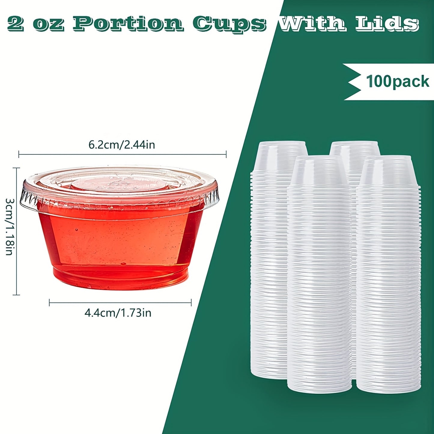 50/100pcs, Meal Prep Portion Cups with Lids - 2oz/3.25oz/5.5oz - Perfect for Salad Dressing and Condiments - Kitchen Accessories