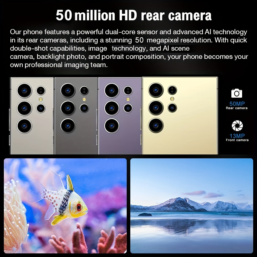 Touchscreen Smartphone - 8+256GB Dual SIM Dual Standby Cell Phones With Face Recognition, HD Camera, Long-Lasting 6800mAh Battery, Stylus, Headphones, Type-C Charging Cable, Case, And Screen Protector - Perfect Holiday Birthd