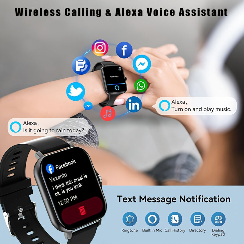 New Multi-functional Smartwatch, 1.83-inch Full Touch Screen, Built-in Microphone And Speaker HD Call, Music Playback, Multi-sport Mode Sports Watch, Step Counting Sleep Monitoring, Suitable for iPhone/Android Phones, Suitabl