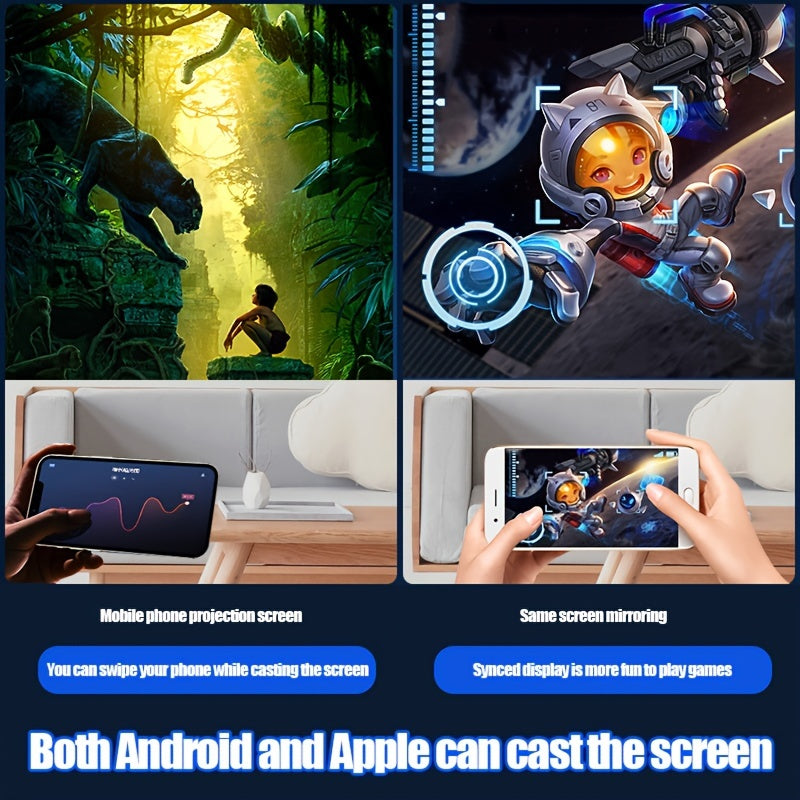 With WIFI And 5G, Native 1080P Portable 4K Projector For Home Theater, Bedroom, Party, Outdoor, Compatible With HDTV, USB, VGA, AV, IOS And Android Phones