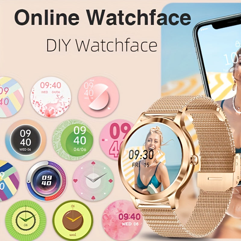 Smart Watch Gift for Women 1.32 inch Full Touch Screen Smart Call Watch with Answer and Make Call for iPhone and Android Phones Message Push Fitness Tracking Watch Pedometer Distance Calories Sports Modes Sports Smart Bra