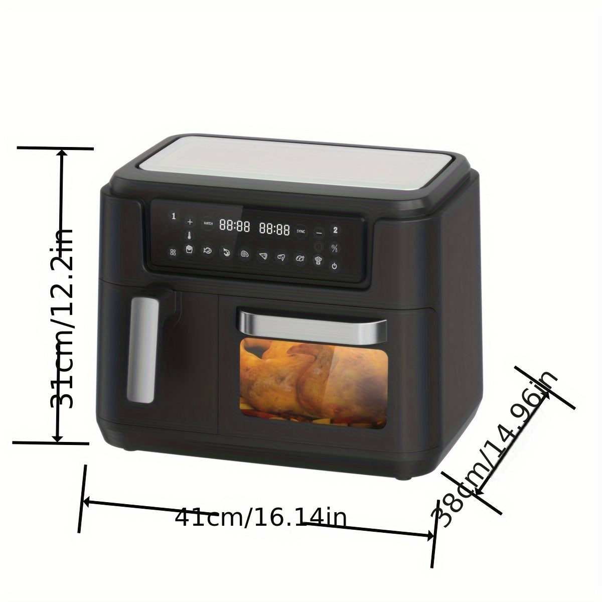 3.5QT+7.5QT Large Capacity Air Fryer with Intelligent Cooking Program, Multifunctional Electric Fryer, 2 Frying Baskets, Household Electronic Touch Kitchen Appliances