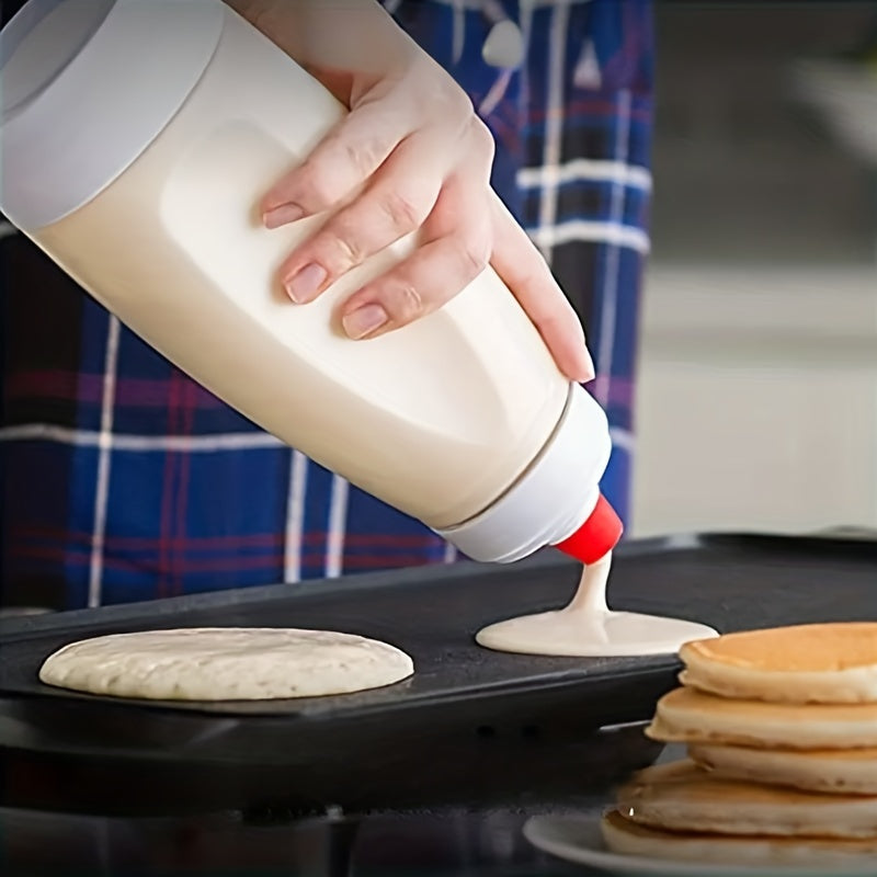 Easy-Squeeze Pancake Batter Dispenser with Blender Ball - Perfect for Cupcakes, Muffins & Crepes - Kitchen Gadget