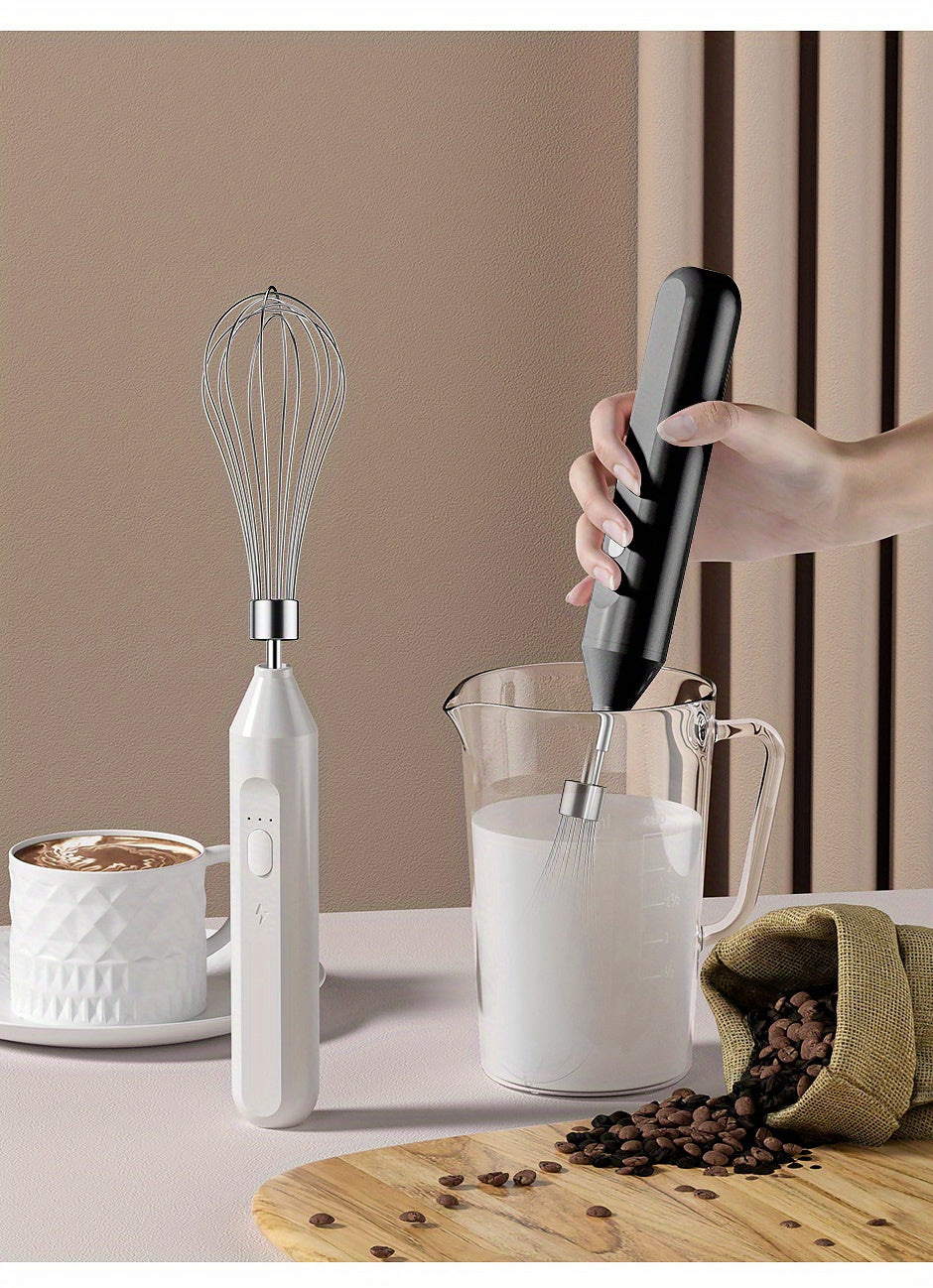 USB-Charged Multi-Functional Frother - Stainless Steel, Wireless & Portable Blender for Creamy Coffee and Baking