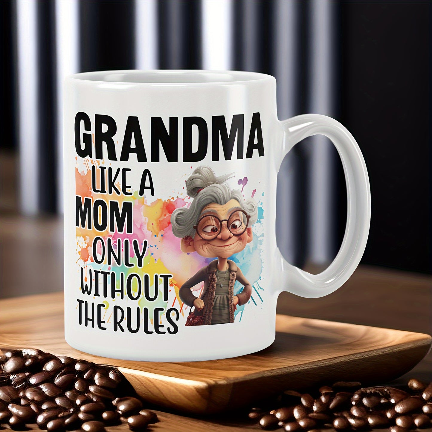 1pc 11oz Large Funny Ceramic Coffee Mug - Unique Humorous Design, Durable, Dishwasher & Microwave Safe - Perfect Gift for Grandma, Friends, Family on Birthday, Anniversary, Holidays, Parties