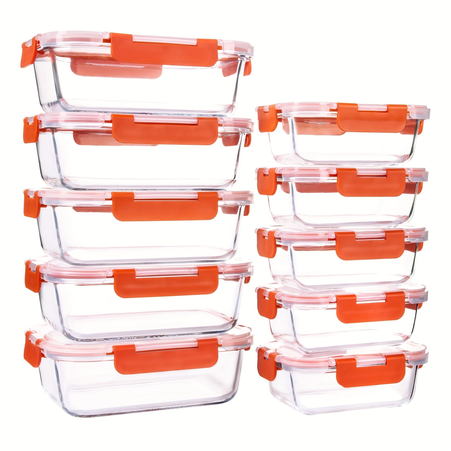 Glass Meal Prep Containers - Airtight, Microwave, Oven, Freezer & Dishwasher Safe, Glass Lunch Boxes with Lids for Food Storage