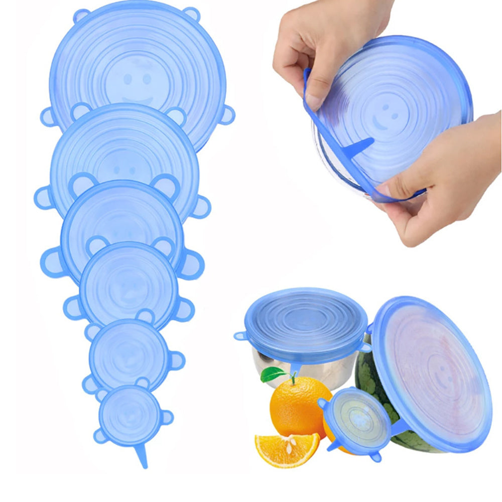 6Pcs Premium Silicone Stretch Lids - Reusable, Multifunctional Food Savers for Fresh-keeping, Sealed Preservation, and Storage - Flexible, Durable, Easy to Clean, and BPA-Free Kitchen Accessories