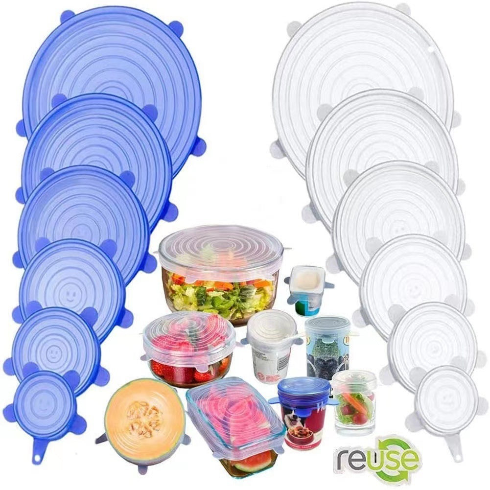 6Pcs Premium Silicone Stretch Lids - Reusable, Multifunctional Food Savers for Fresh-keeping, Sealed Preservation, and Storage - Flexible, Durable, Easy to Clean, and BPA-Free Kitchen Accessories