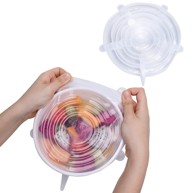 6Pcs Premium Silicone Stretch Lids - Reusable, Multifunctional Food Savers for Fresh-keeping, Sealed Preservation, and Storage - Flexible, Durable, Easy to Clean, and BPA-Free Kitchen Accessories