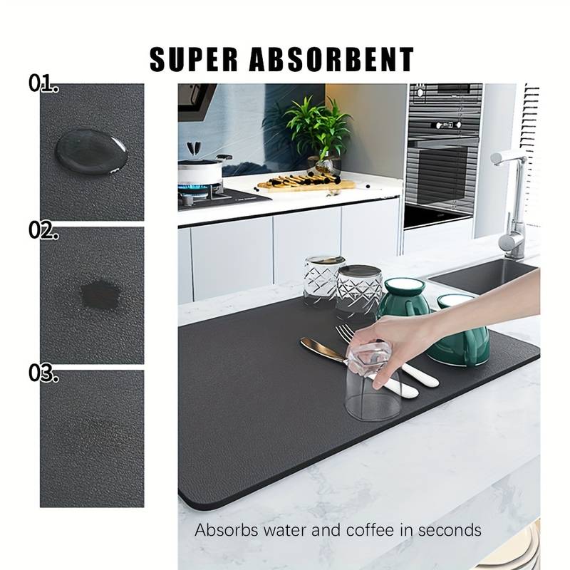 1pc, Premium Rubber Kitchen Drain Mat - Water-Resistant, Insulating, Filtering, and Anti-Slip - Cotton-Blend, Durable, and Easy-to-Clean for Kitchen Supplies