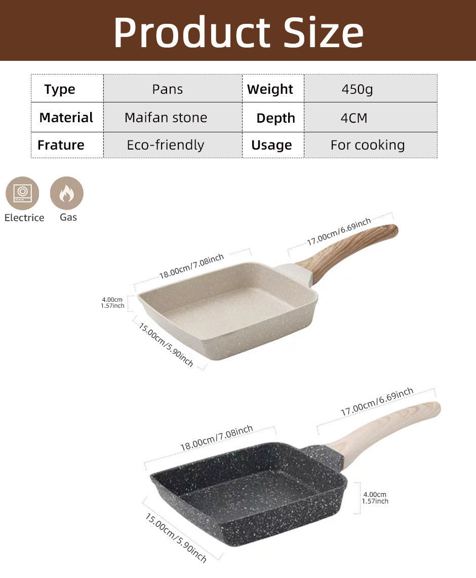1pc Japanese-Style Tamagoyaki Omelette Pan - 5.9''x7.08'' Rectangle Cast Iron Frying Pan for Perfectly Shaped Eggs - Kitchen Essential for Home Cooking, Non-Stick Cooking Surface, Durable, Easy to Clean, Heat-Resistant, Versa