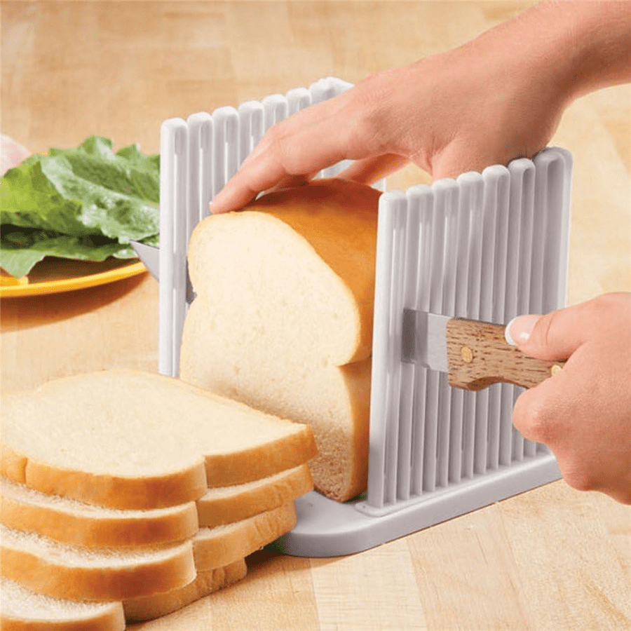 1pc Bread Slicer Cutting Guide Tools Adjustable Toast Slicer Toast Cutting Guide For Homemade Bread, Plastic Bread Slicer Loaf For Slicing Bread Foldable Kitchen Baking Tools Baking Supplies Clearance (White)