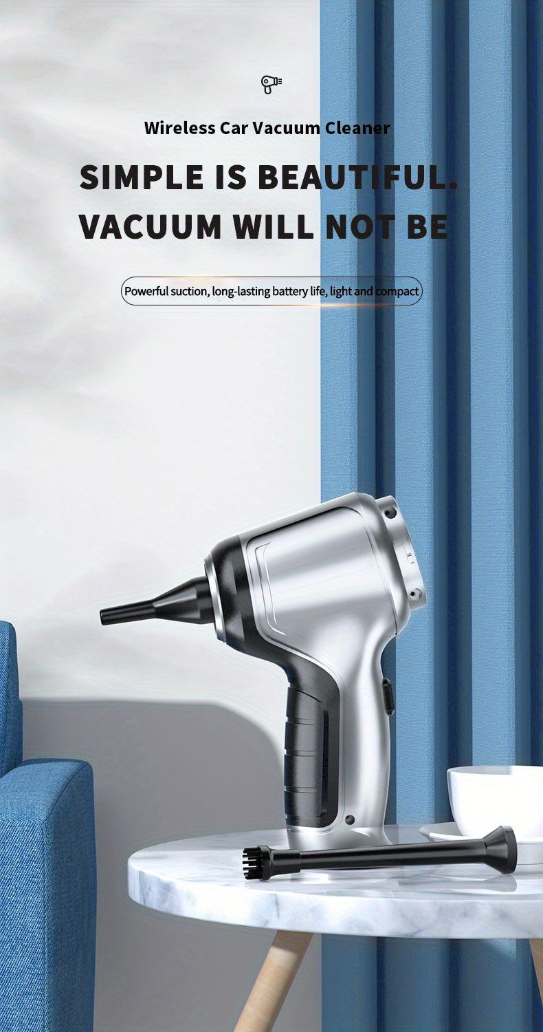 1pc, Ultra-Powerful 2-in-1 Cordless Handheld Vacuum Cleaner - High Suction Power, Lightweight, Portable, and Rechargeable with Lithium Battery - Includes Dusting Brush Attachment, Floor Brush, and Cleaning Tools for Car and H