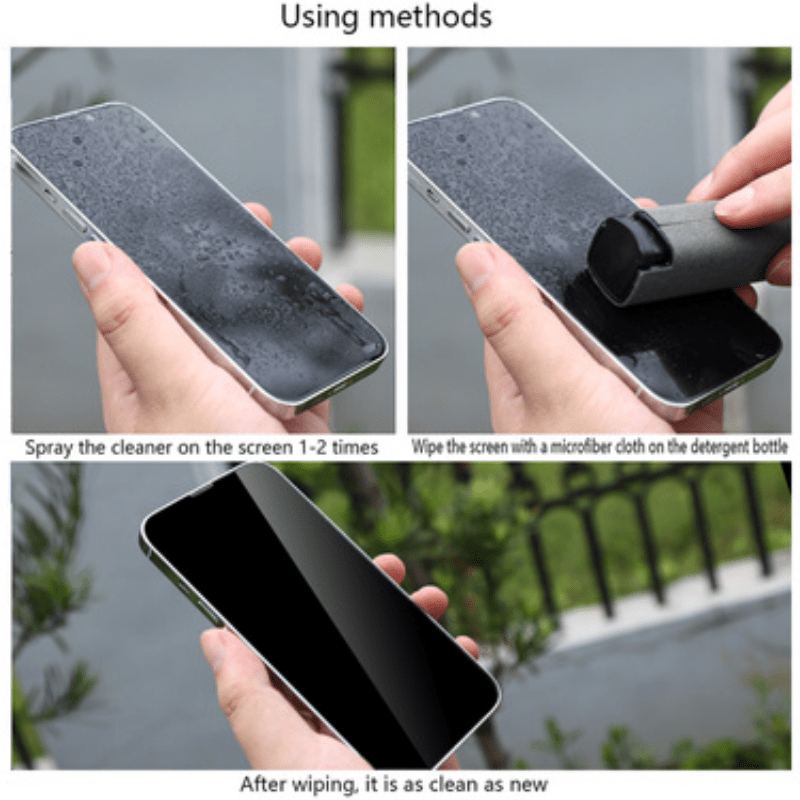 2-in-1 Microfiber Screen Cleaner and Cloth Set - Portable Spray and Wipe Kit for Phones, Tablets, and Computers - No Electronic Components, Battery-Free Cleaning Tool