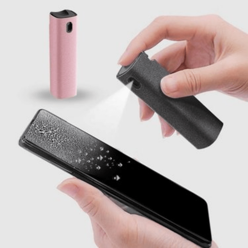 2-in-1 Microfiber Screen Cleaner and Cloth Set - Portable Spray and Wipe Kit for Phones, Tablets, and Computers - No Electronic Components, Battery-Free Cleaning Tool