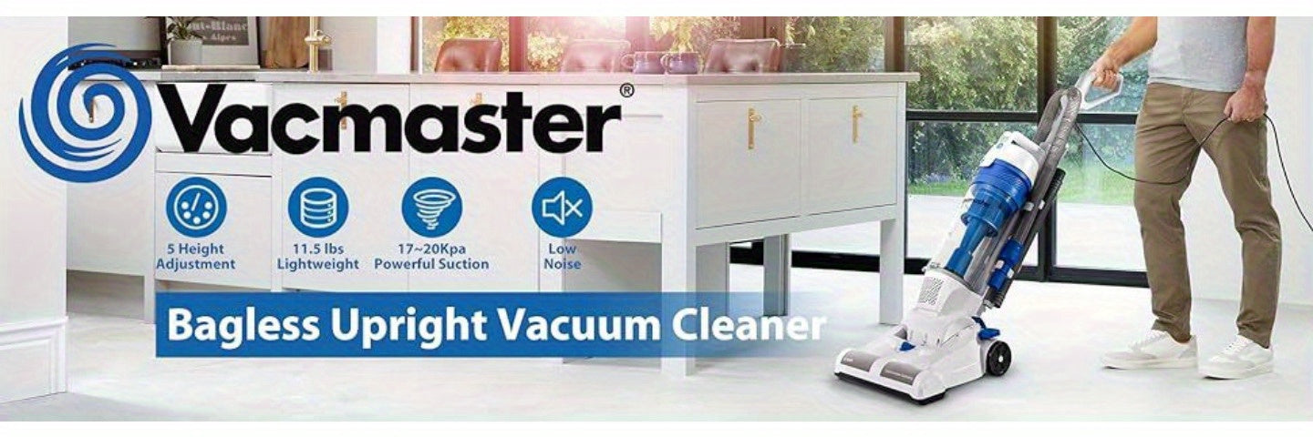 UC0101 Upright Vacuum Cleaner Power Suction Bagless Vacuum Cleaner Portable Floor Cleaner with 20ft Cord & 13 Inch Cleaning Path for Carpet, Hard Floor And Pet Hair