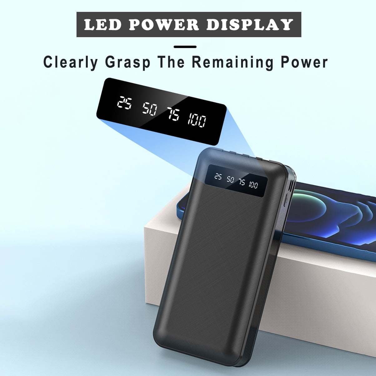 20000mAh Multi-Functional Power Bank - Portable Charger for Fast USB Charging of Mobile Phones with Cable