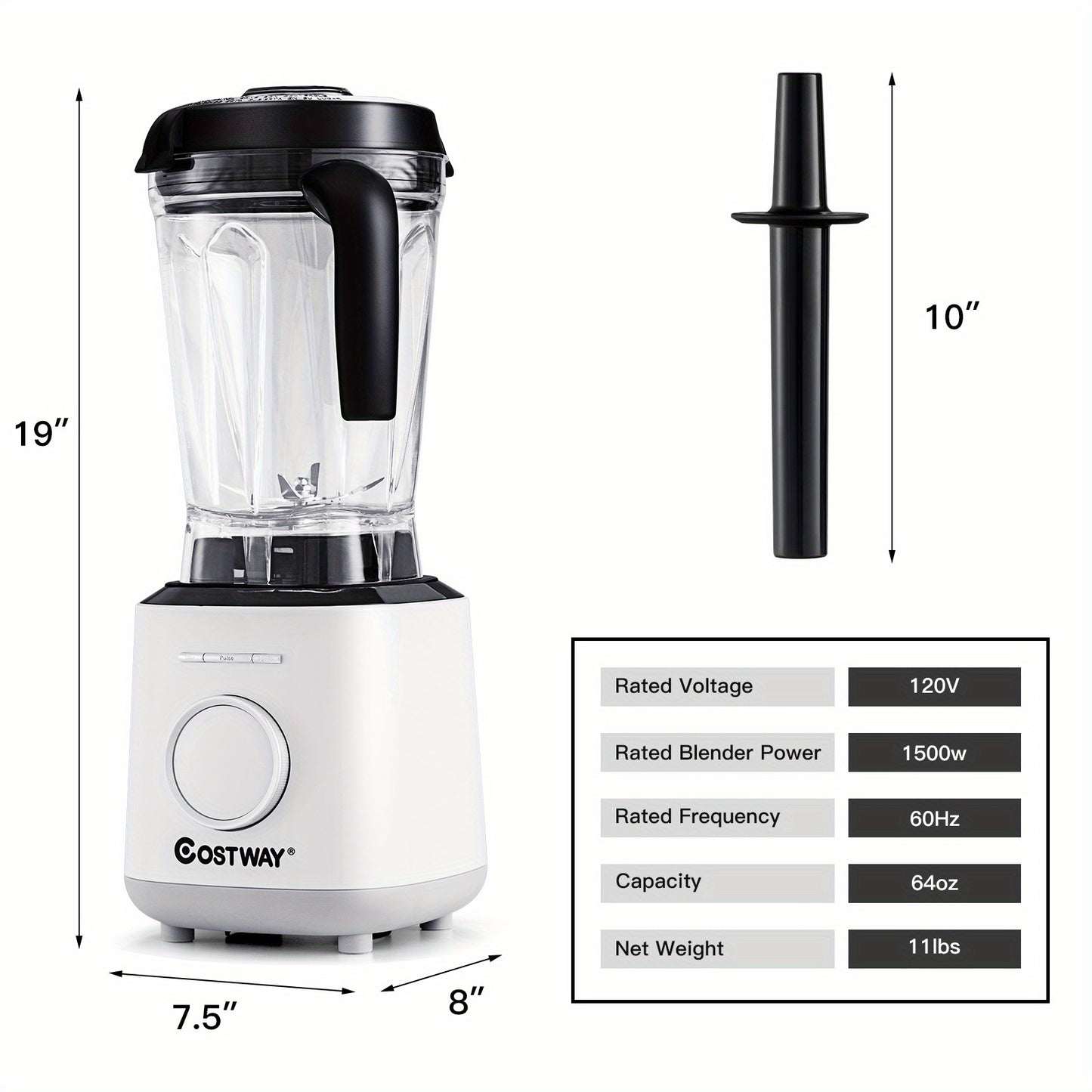 Multigot 1500W Countertop Smoothies Blender 10 Speed w/ 6 Pre-Setting Programs
