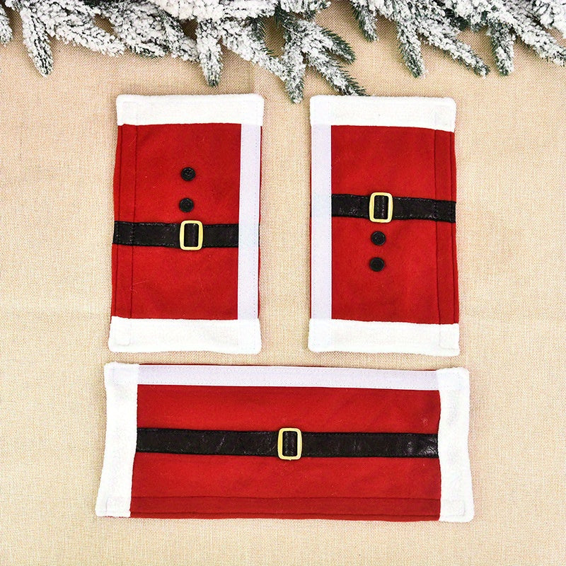 3-pack 3-Pack Santa Claus Refrigerator Door Handle Covers, Decorative Polyester Handle Wraps for Kitchen Appliances, Home Decor
