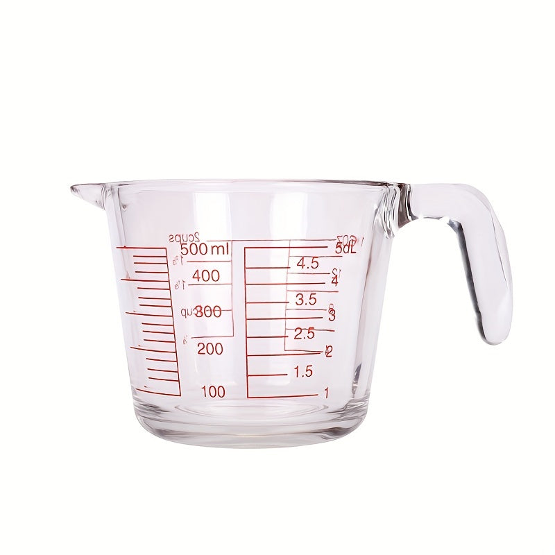 500ml Heat-Resistant Glass Measuring Cup with Scale and Handle, Microwave & Oven Safe for Baking and Cooking