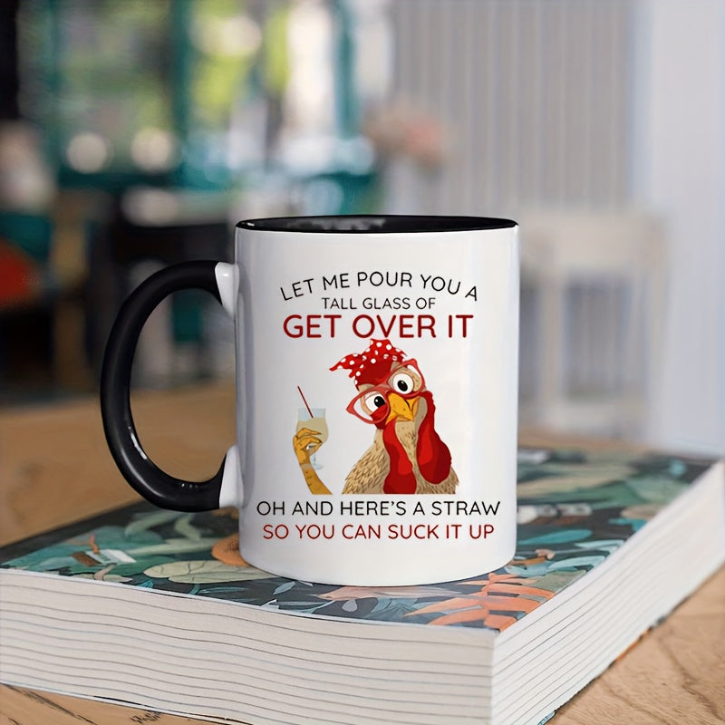 Funny Chicken 11oz Ceramic Coffee Mug - Double-Sided Print, Microwave Safe, Perfect for All Seasons & Gifts