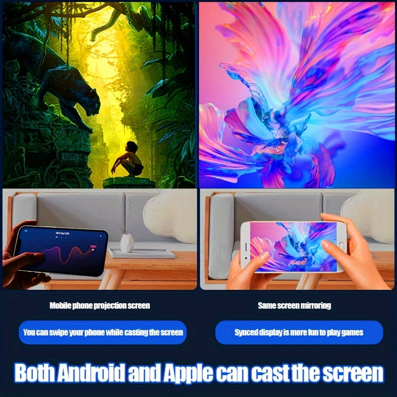 With WIFI And 5G, Native 1080P Portable 4K Projector For Home Theater, Bedroom, Party, Outdoor, Compatible With HDTV, USB, VGA, AV, IOS And Android Phones