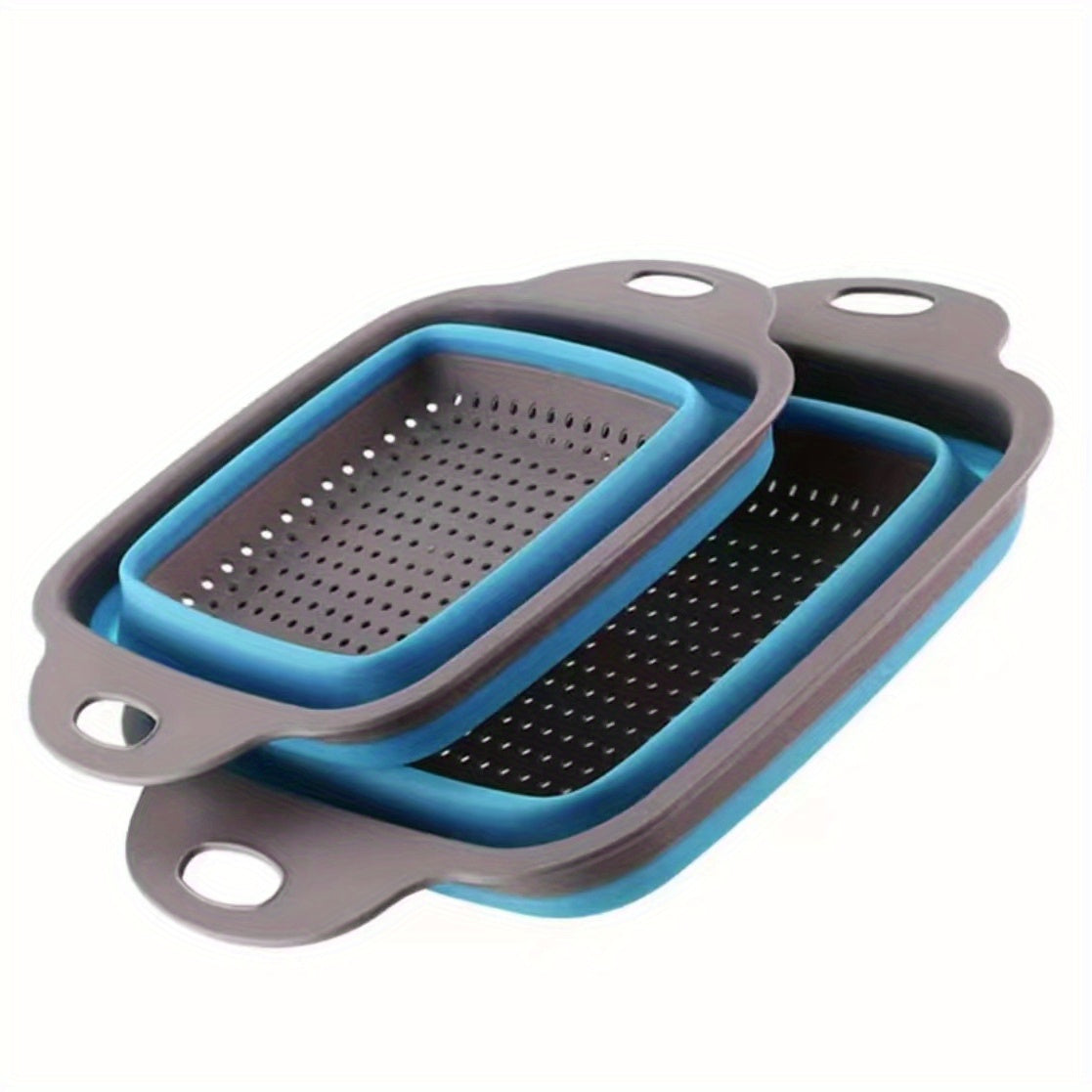 2pcs, Foldable Silicone Colander, Vegetable Washing Basket Strainer, Kitchen Sink Folding Square Drain Basket, Fruit And Vegetable Basket, Kitchen Accessaries