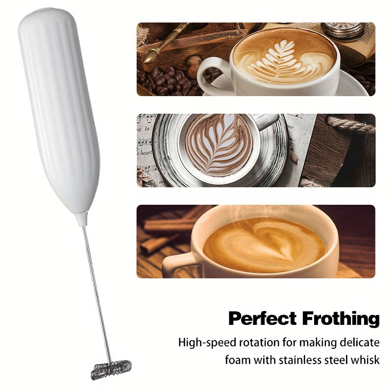 1pc Lalayuan Powerful Electric Milk Frother, Mini Milk Foamer, Handheld Electric Whisk, Battery Operated (Not Included) Drink Mixer Hand Mixer For Coffee Electric Wireless Blender For Lattes, Cappuccino, Frappe, Chocolate, Fo