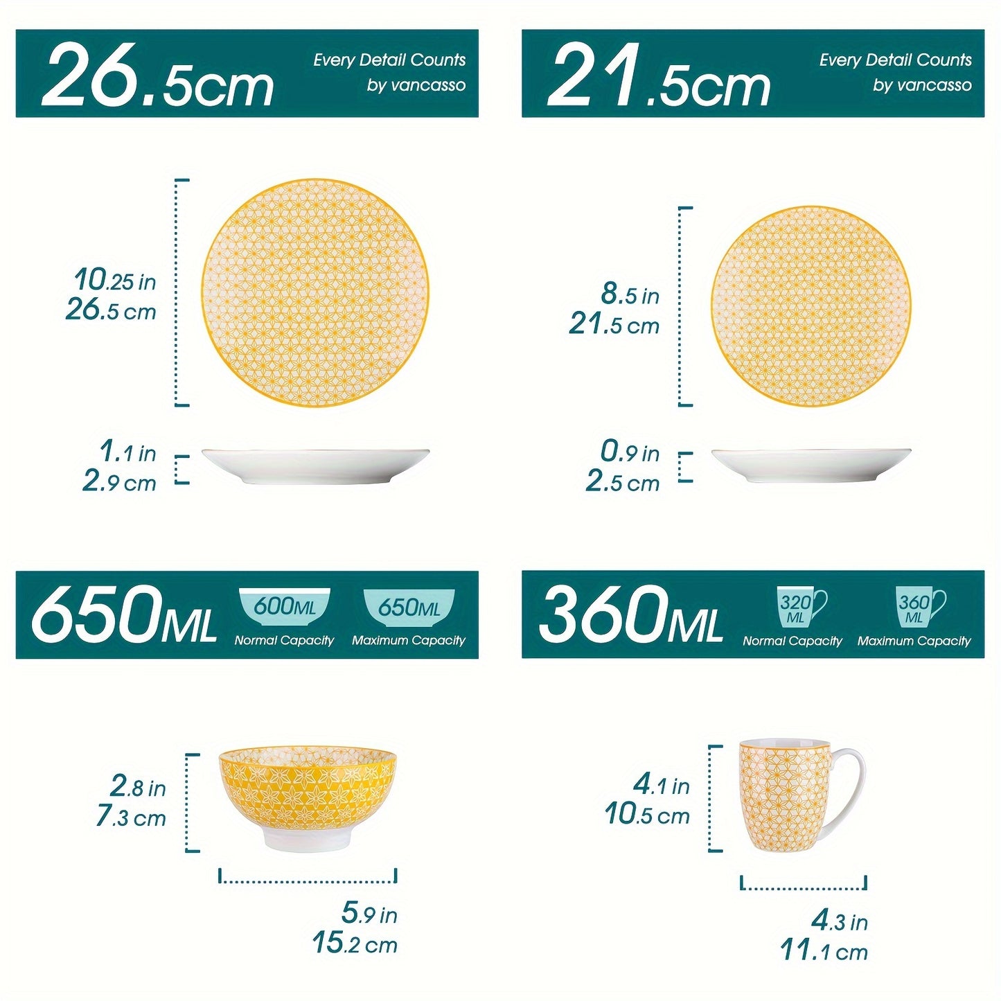 16-Pc Japanese Style Porcelain Dinnerware Set for 4 - Premium Quality, Microwave Safe, Traditional Design with Vibrant Colors, Perfect for Everyday Use & Special Occasions