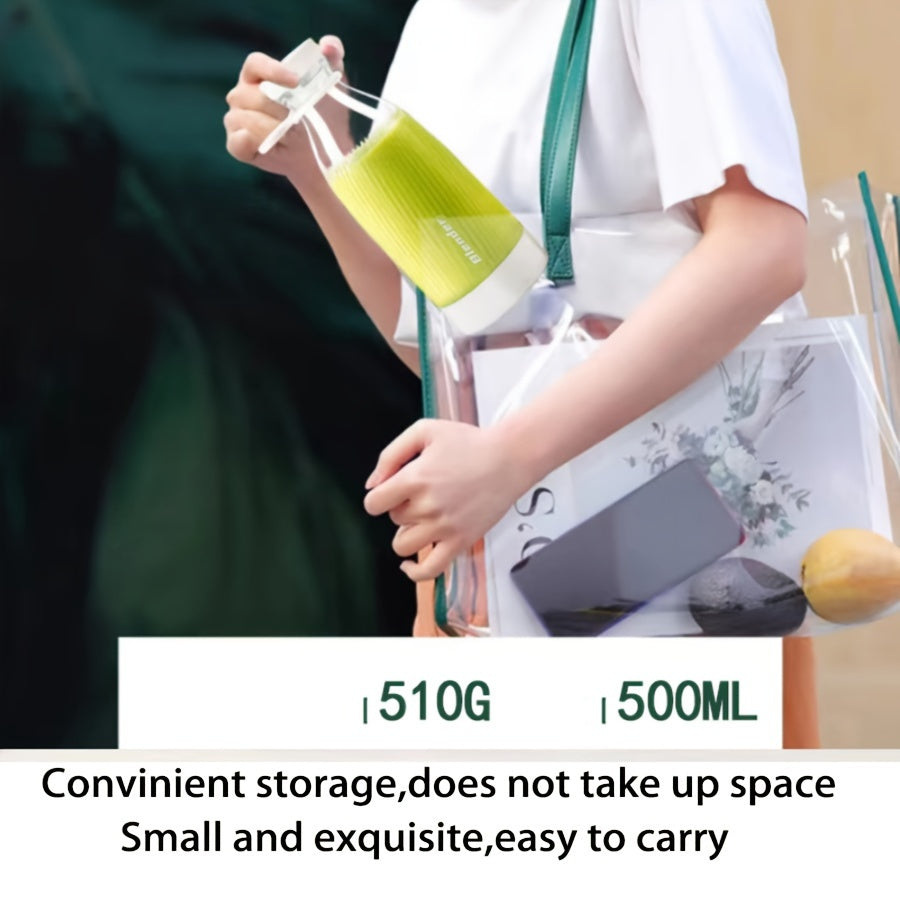 500ML Mini Wireless Portable Personal Blender - 6 Blade Electric Fruit Juicer Mixer for Smoothies and Shakes - USB Charging, Compact, Lightweight, Travel-Friendly, Easy to Clean, BPA-Free, Home and Kitchen Essential Gift