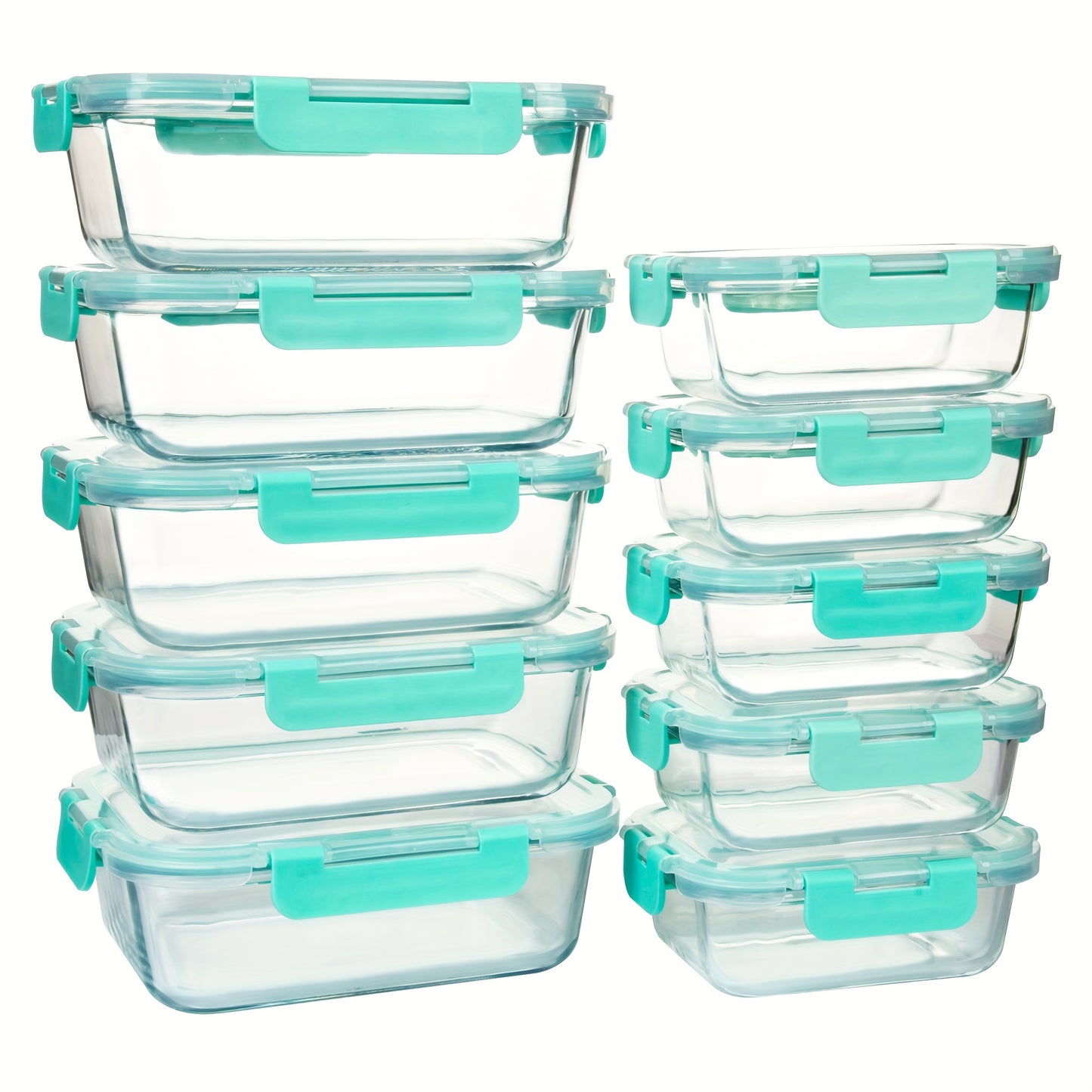 Glass Meal Prep Containers - Airtight, Microwave, Oven, Freezer & Dishwasher Safe, Glass Lunch Boxes with Lids for Food Storage
