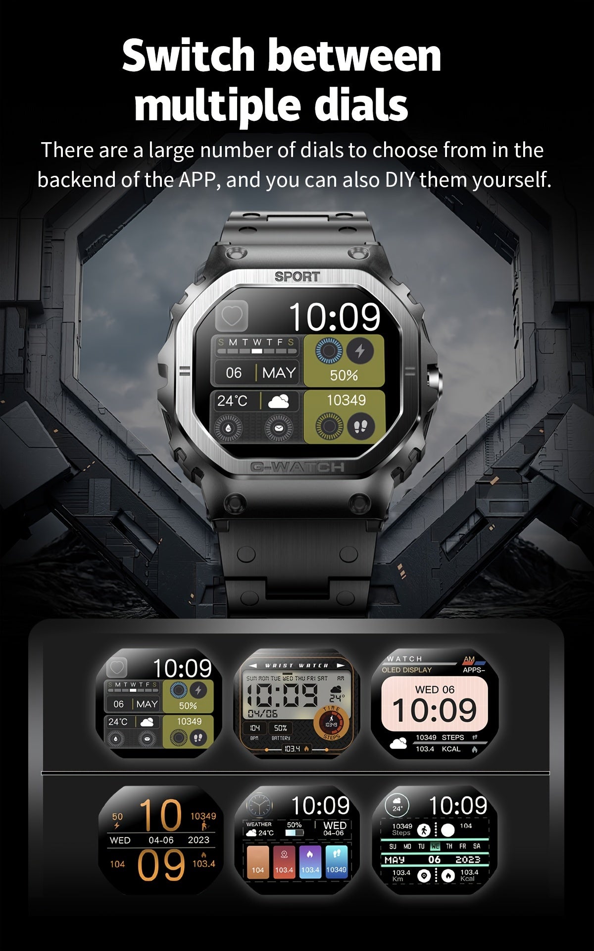2024 New Smart Watch For Men 1.57 Inches Outdoor Sports Smartwatch With Answer/Make Call Compatible With IPhone And Android Phones G-SHOCK Style