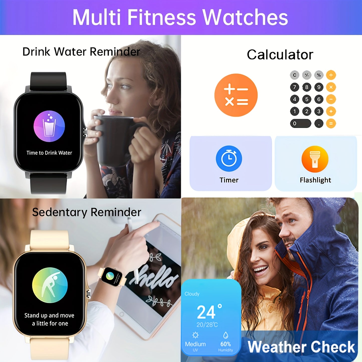 HOT 2024 New 1.83 Inch Touch Dual Strap Men's And Women's Sports Outdoor Smart Watch, Can Make/receive Calls, Step Calorie Exercise Tracker, Call Information Reminder, Multi-function Smart Watch, Wireless Connection For Andro
