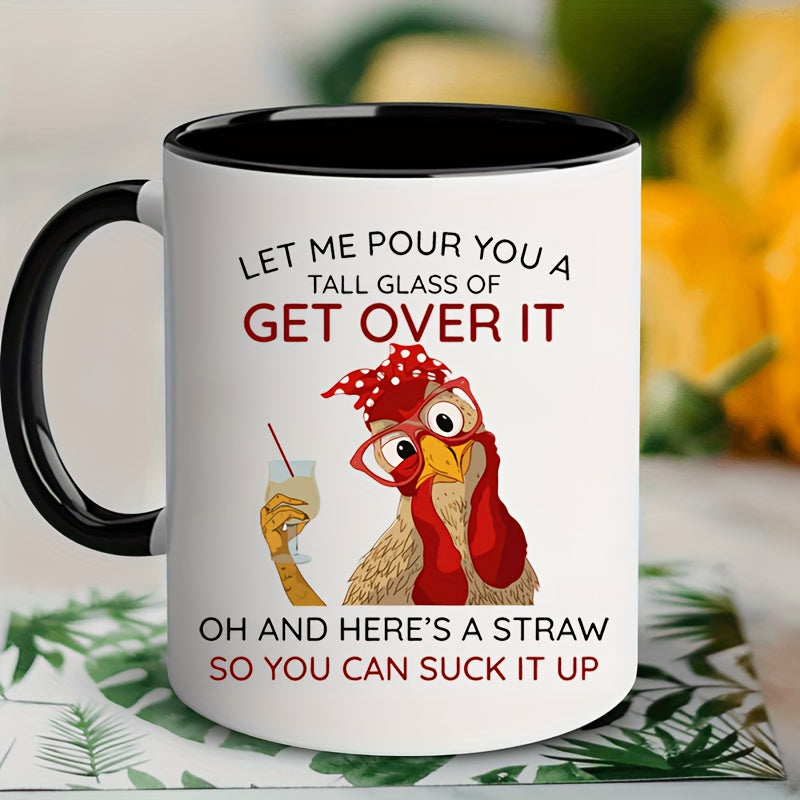 Funny Chicken 11oz Ceramic Coffee Mug - Double-Sided Print, Microwave Safe, Perfect for All Seasons & Gifts