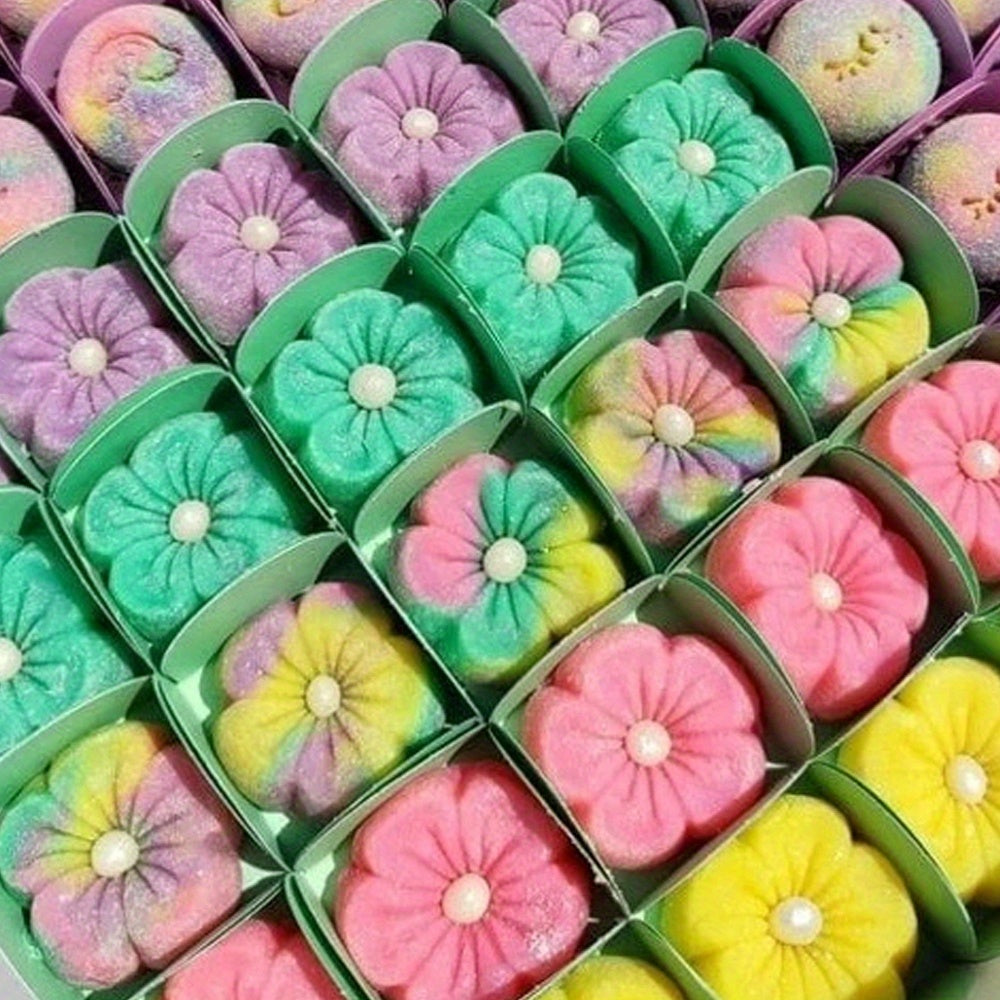 5pcs Flower Cookie Press Set - DIY Mooncake & Pastry Molds, ABS Plastic, Intricate White Flower Designs for Elegant Baking, Ideal for Christmas & Halloween, Kitchen Essentials