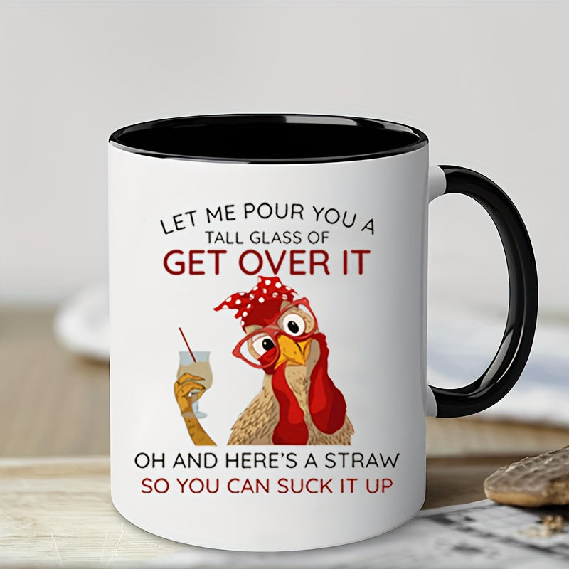 Funny Chicken 11oz Ceramic Coffee Mug - Double-Sided Print, Microwave Safe, Perfect for All Seasons & Gifts