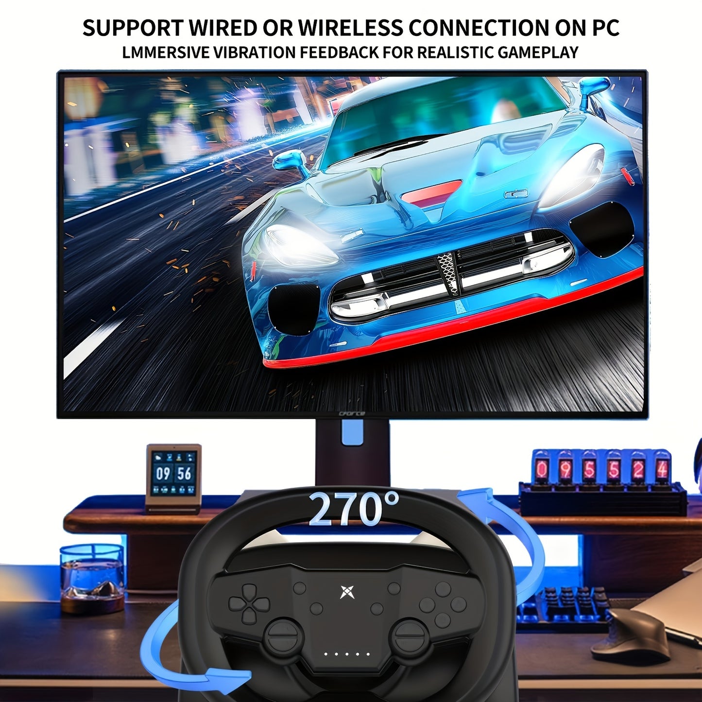 DOYO Gaming Racing Wheel W143, PC Wireless Steering Wheel Race Games Wheels For Nintendo Switch, PC, PS4, PS3, Ios & Android Mobile Phones, Tablets
