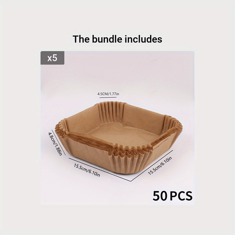 50pcs Non-Stick Air Fryer Liners - Square Paper Liners For Baking, Roasting, And Microwave Cooking - Easy Cleanup And Healthier Cooking For Hotel/Commercial