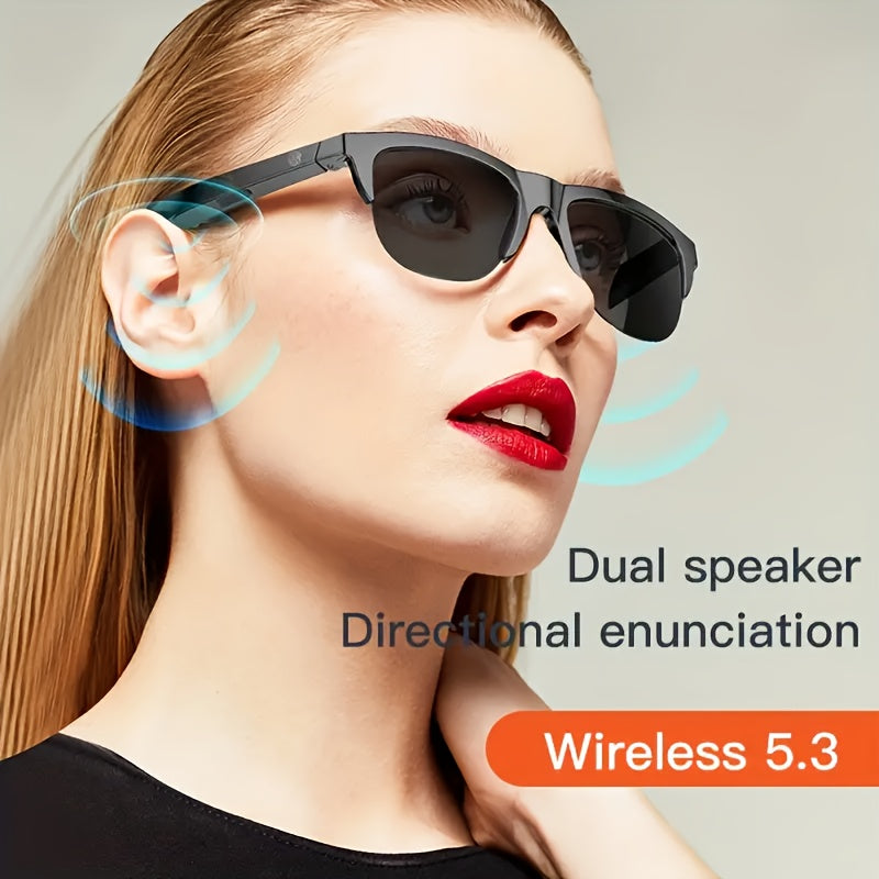 Smart Wireless 5.3 Eyeglass headphones with microphone, blue light blocking and stereo sound - perfect for cycling, driving, fishing and travelling | Free calling compatible with all mobile phones A Christmas gift for mum or