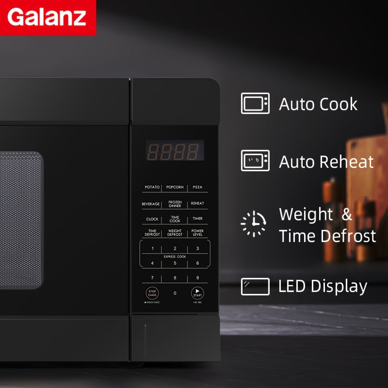 0.9 Cu Ft Large Capacity Galanz Microwave Oven - 6 Convenient Auto Menus, Removable Turntable, Easy Cooking, Space-Saving Design, Perfect Kitchen Essentials for Home Cooking